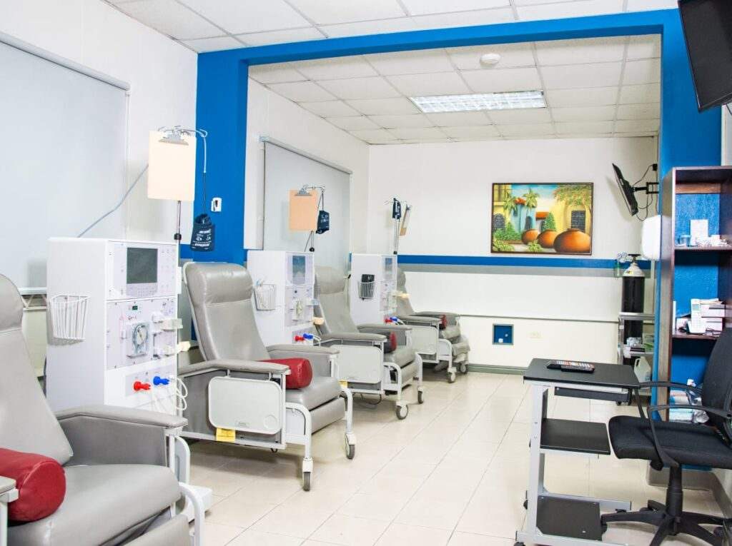Dialysis center treatment room